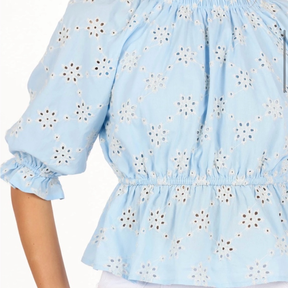 Petal & Pup Sky Blue Eyelet Blouse
